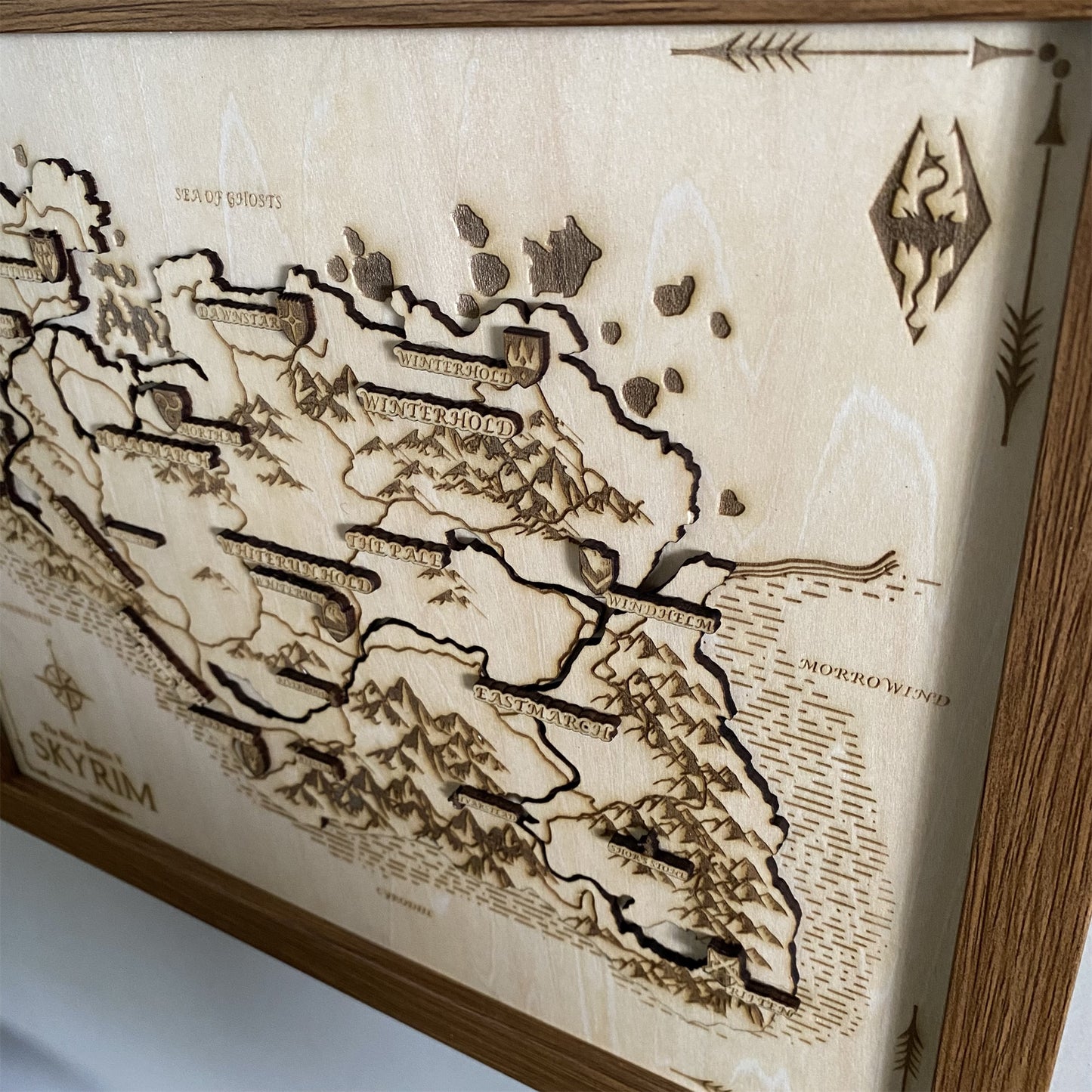 Handmade 3D Skyrim Wooden Map Game Room Decor