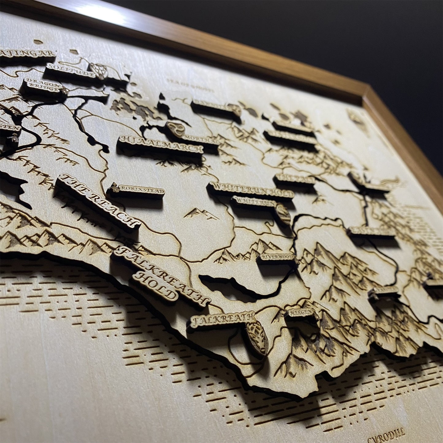 Handmade 3D Skyrim Wooden Map Game Room Decor