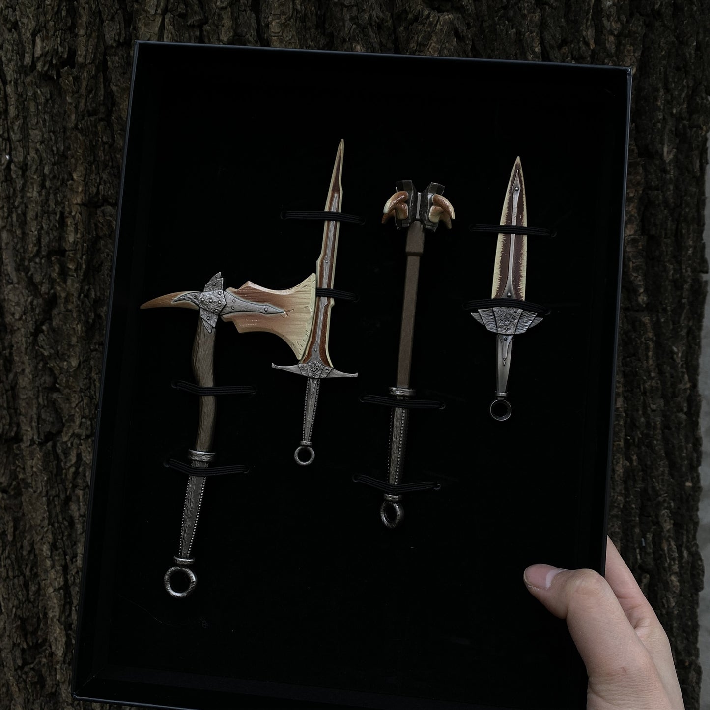 Dragonbone War Axe Dagger Sword Mace Metal Miniature 4 In 1 Gift Box