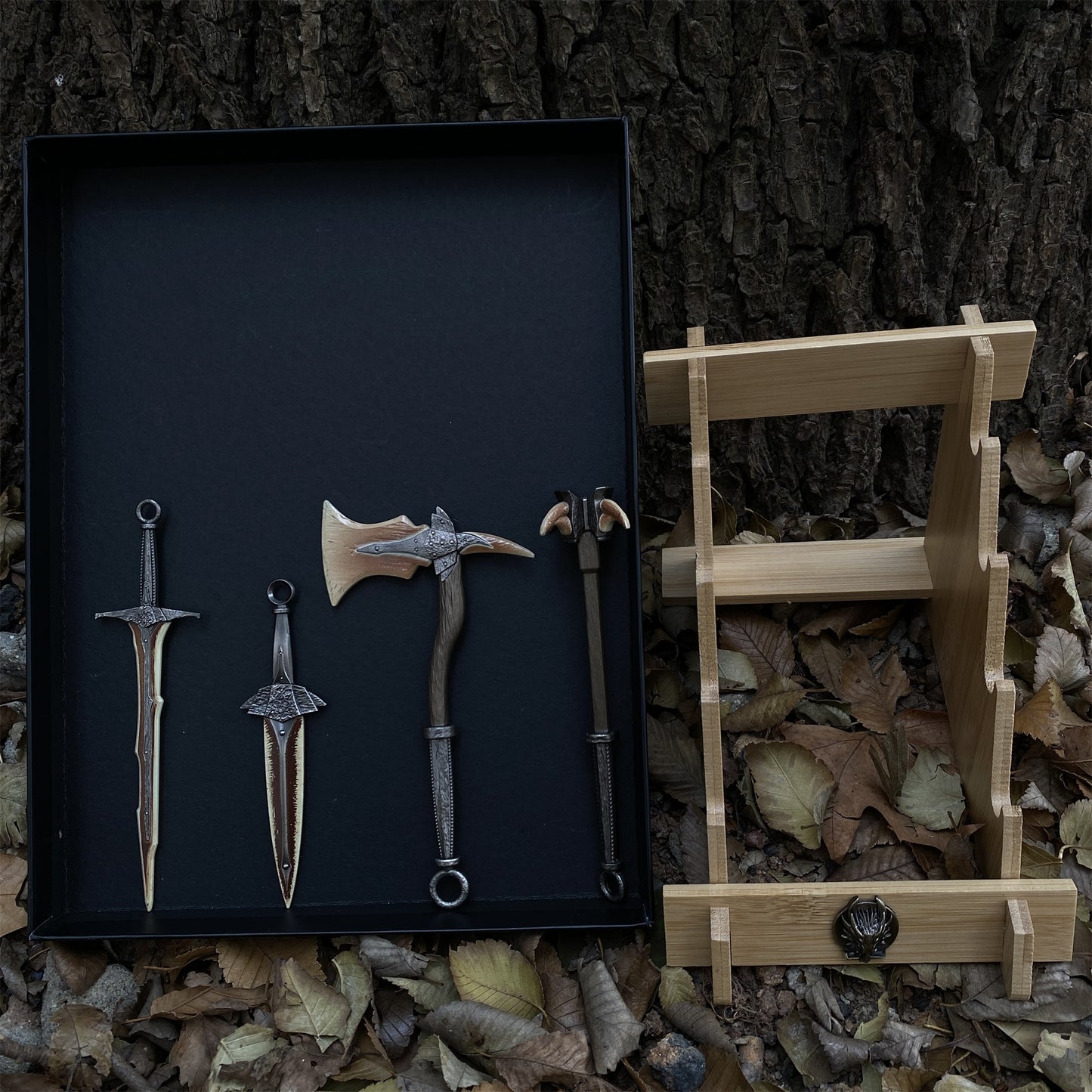 Dragonbone War Axe Dagger Sword Mace Metal Miniature 4 In 1 Gift Box