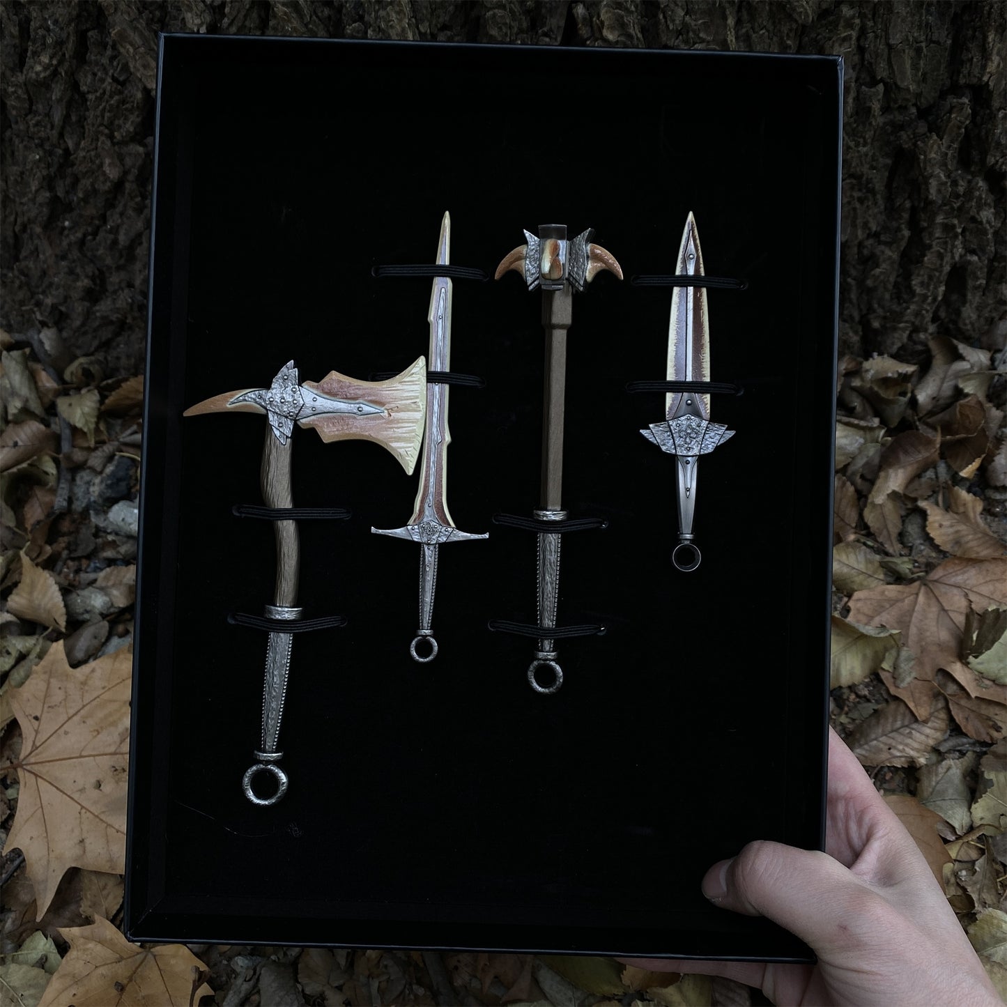 Dragonbone War Axe Dagger Sword Mace Metal Miniature 4 In 1 Gift Box