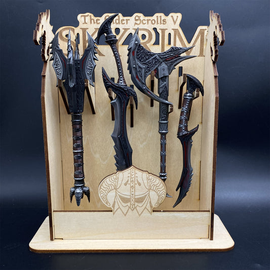 Skyrim Daedric Weapons 4 In 1 Pack With 3D Wooden Stand