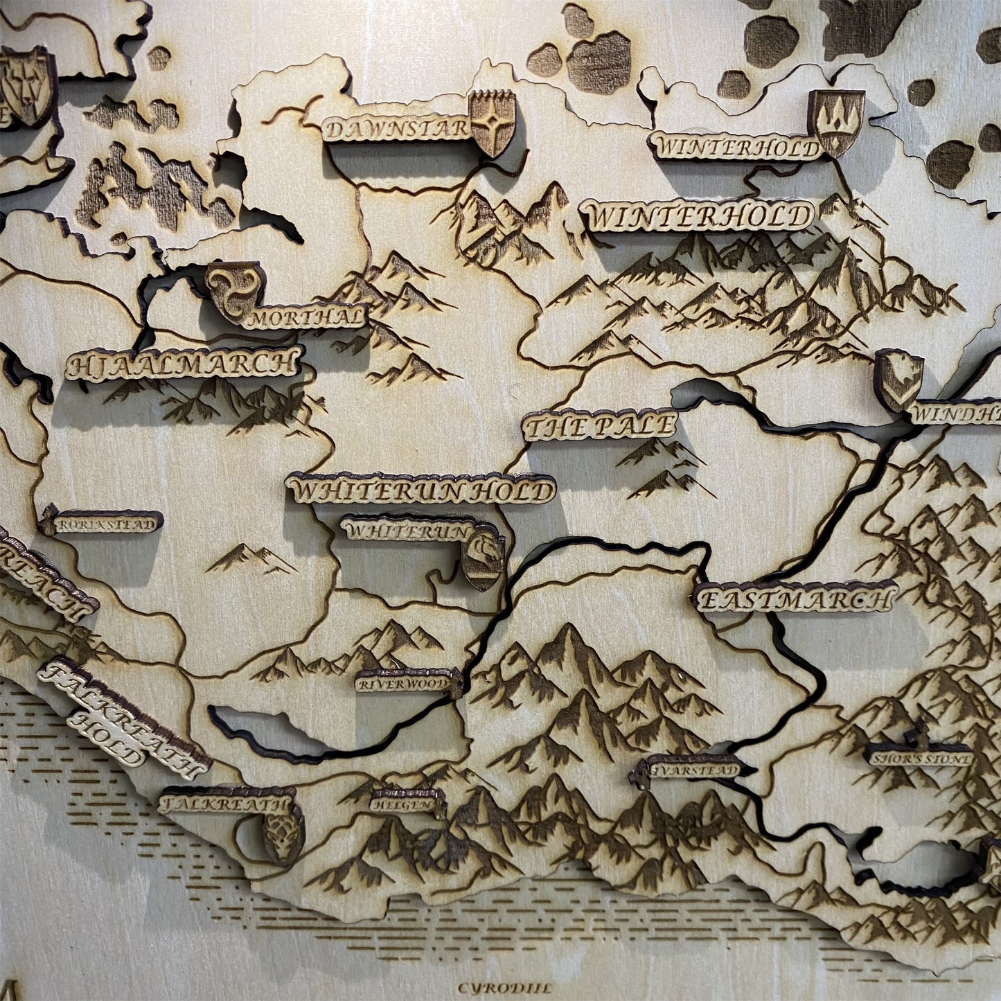 Handmade 3D Skyrim Wooden Map Game Room Decor