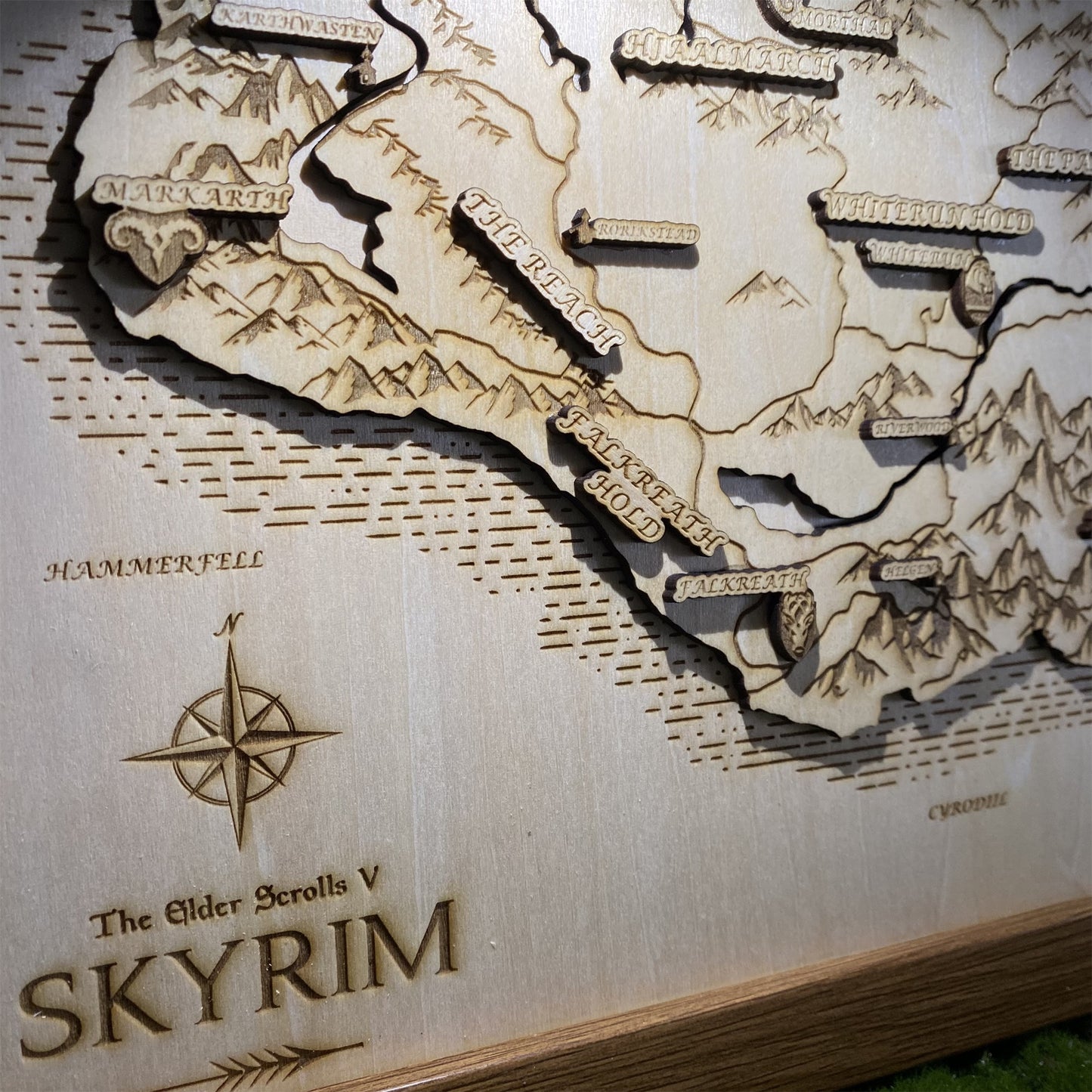 Handmade 3D Skyrim Wooden Map Game Room Decor