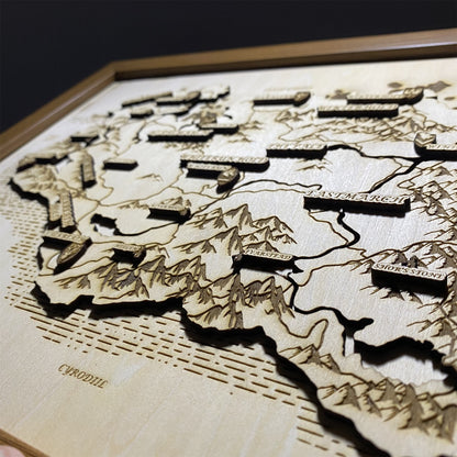 Handmade 3D Skyrim Wooden Map Game Room Decor