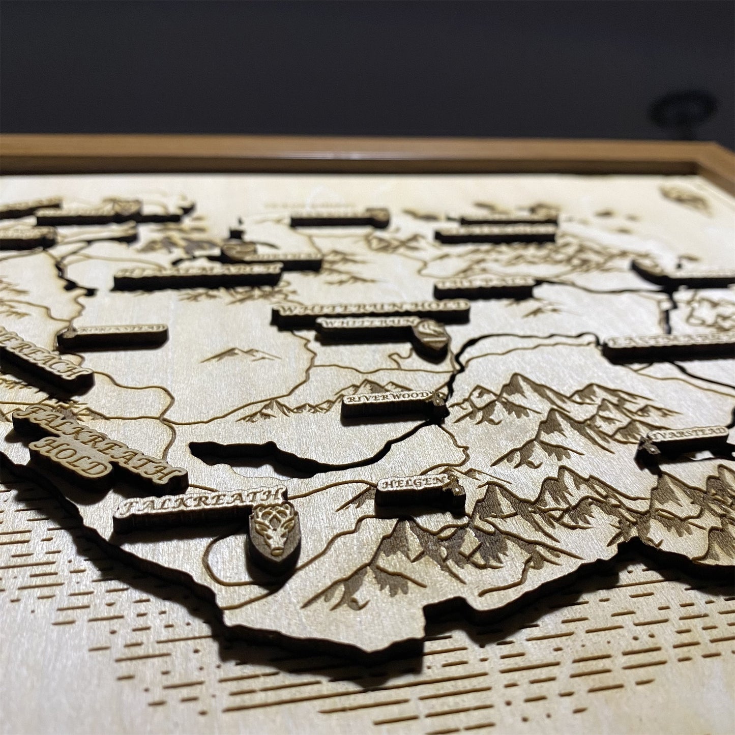 Handmade 3D Skyrim Wooden Map Game Room Decor