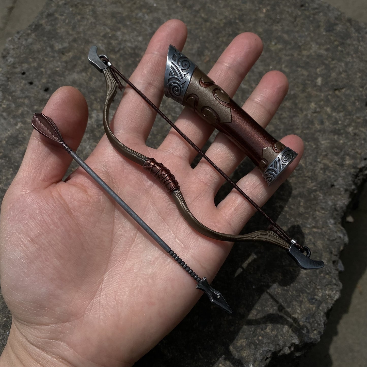 Metal 1:6 Steel Hunting Bow Miniature