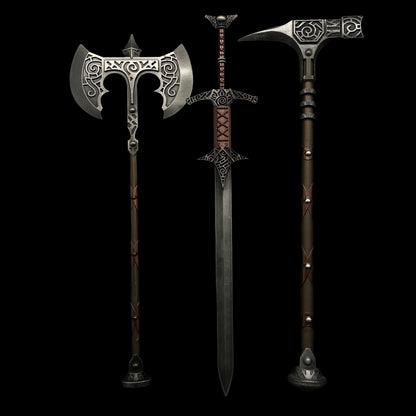 Metal Skyrim Weapons War Hammer Greatsword Giant Axe 3 In 1 Gift Box