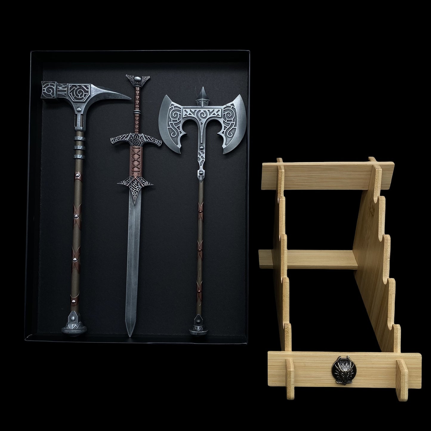 Metal Skyrim Weapons War Hammer Greatsword Giant Axe 3 In 1 Gift Box