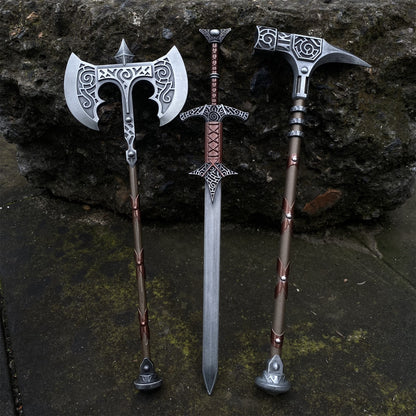 Metal Skyrim Weapons War Hammer Greatsword Giant Axe 3 In 1 Gift Box