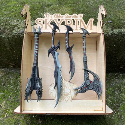 4 in 1 Skyrim Daedric Weapon With Handmade Wooden Stand