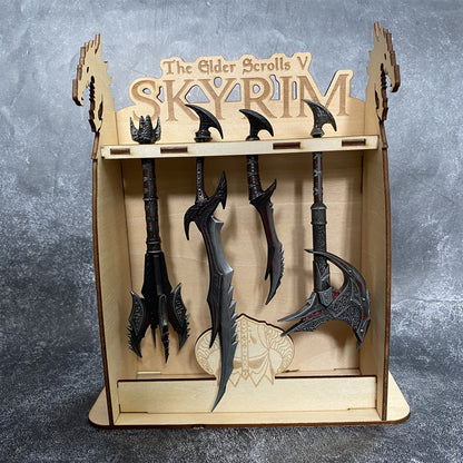 4 in 1 Skyrim Daedric Weapon With Handmade Wooden Stand