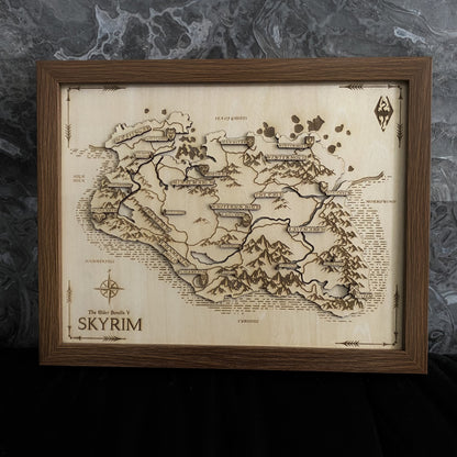 Handmade 3D Skyrim Wooden Map Game Room Decor