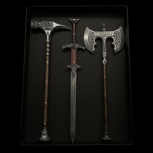 Metal Skyrim Weapons War Hammer Greatsword Gaint Axe 3 In 1 Gift Box